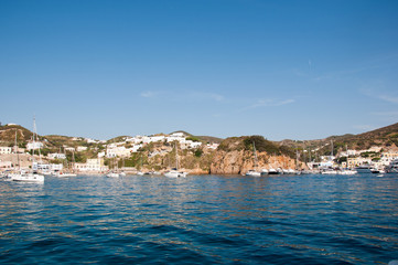 Fototapeta premium Ponza island (Italy) in the summer. Sea, rocks and boats.