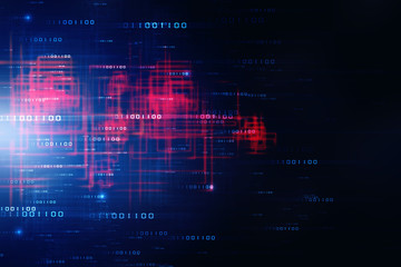 Fototapeta premium 2d illustration Abstract futuristic electronic circuit technology background