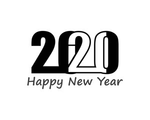 Happy new Year 2020 text, number design template icon