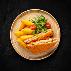 Pork chop rolled in cornflakes