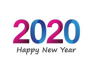 Happy new Year 2020 text, number design template icon