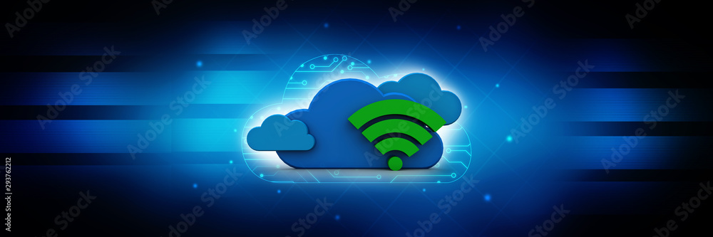 Aufkleber 3d rendering cloud online storage icons with wifi