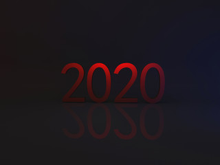 2020 metal background.Happy new year concept.3d rendering