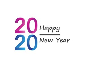 Happy new Year 2020 text, number design template icon