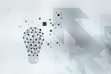 2d illustration bulb future technology, innovation background, creative idea concept 
