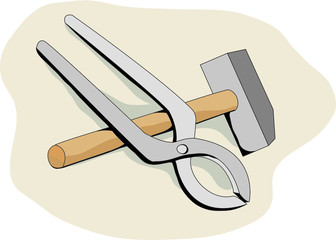 Hammer und Schmiedezange