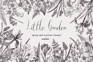 Floral frame with flowers.