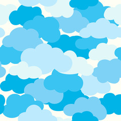 Blue sky, cloud pattern, nature seamless pattern, cartoon, square background