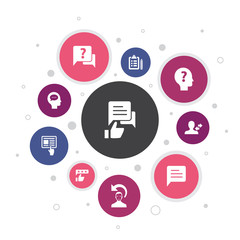 feedback Infographic 10 steps pixel design.survey, opinion, comment, response icons