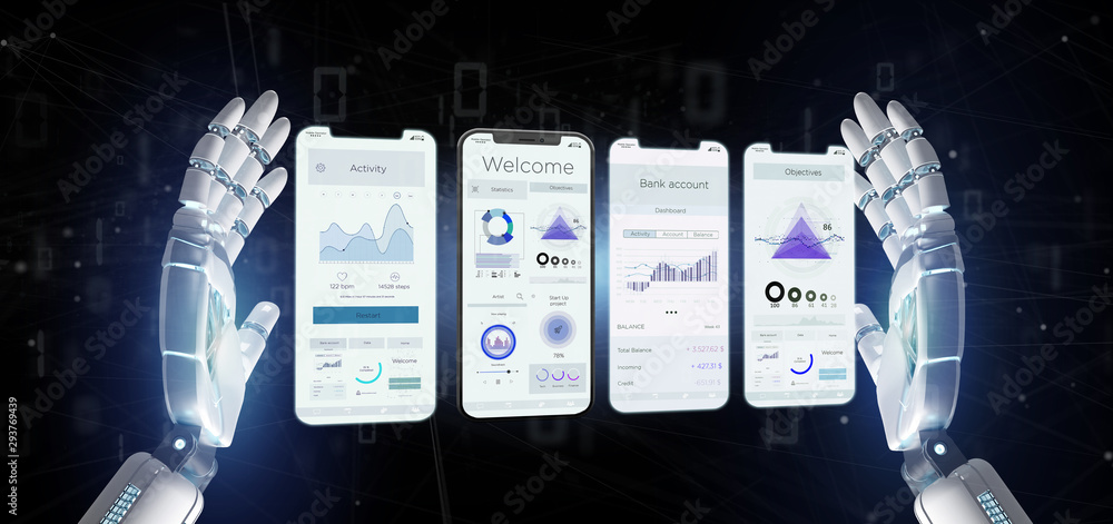 Poster Application interface UI on a smartphone - 3d rendering