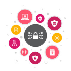 GDPR Infographic 10 steps pixel design.data, e-Privacy, agreement, protection icons