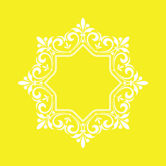 Decorative frame Elegant vector element for design in Eastern style, place for text. Floral yellow border. Lace illustration for invitations and greeting cards