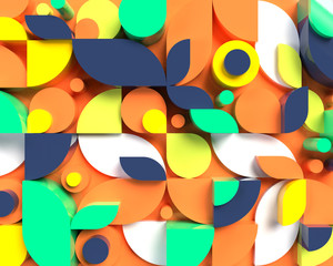 Abstract geometric background 3D illustration. Modern colorful pattern.