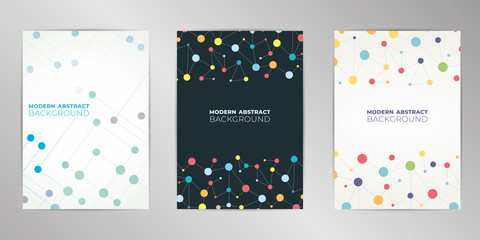 Modern molecular cover design background set A4 format.