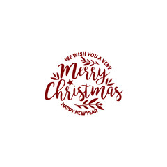Merry Christmas and Happy New Year lettering template