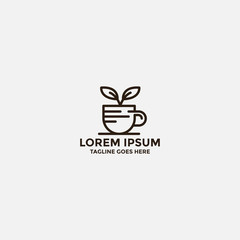 Leaf cup logo designs concept. Coffee restaurant logo template - vector