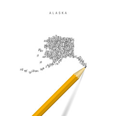 Alaska sketch scribble map isolated on white background. Hand drawn vector map of Alaska.