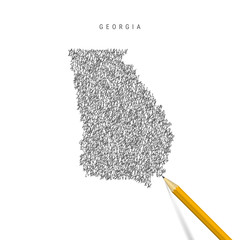 Georgia sketch scribble map isolated on white background. Hand drawn vector map of Georgia.