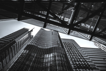 Fototapeta premium Hong Kong Commercial Building Close Up; Black and White style