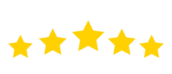 Stars rating icon set. Gold star icon set isolated on a white background