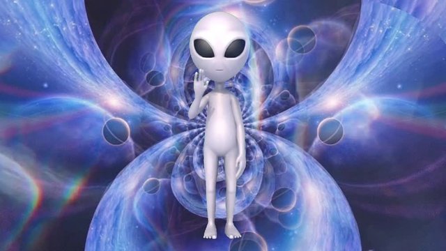 Funny alien waving. 3D rendering