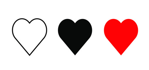 Heart icon. Social nets like red heart web buttons isolated on white background. Valentines Day. Vector illustaration. © vectorK