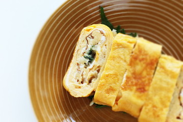 Japanese food, shiso herbal in Egg roll Tamagoyaki