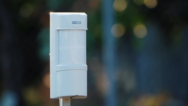 The motion detection LED lights up on the outdoors motion sensor