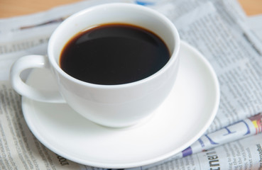 Black coffee on work table,business or meeting concept