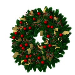 Christmas tree decoration, isolate on a white background. 3D rendering of excellent quality in high resolution