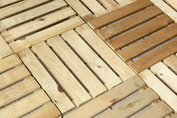 Naklejka na ściany i meble Wooden floor decking panels for balcony and garden