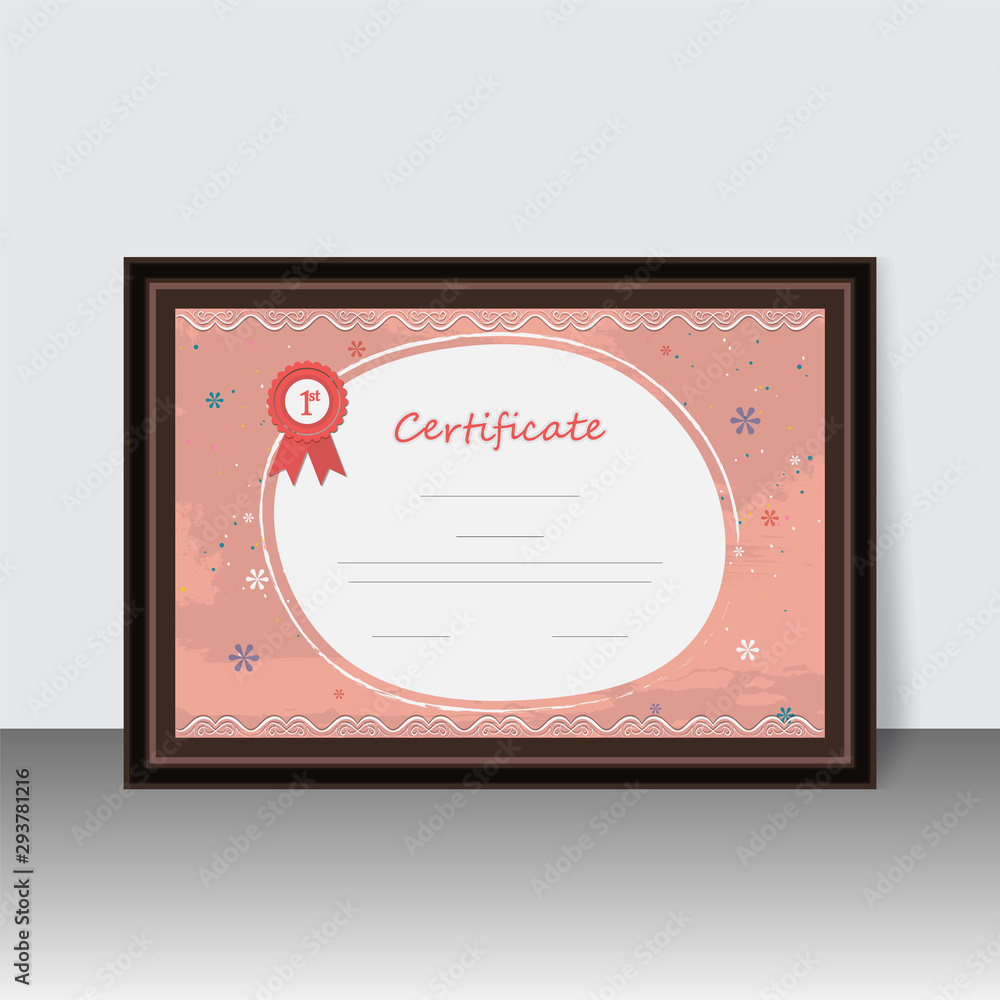 Poster flat style certificate or award with badge and space for your text.