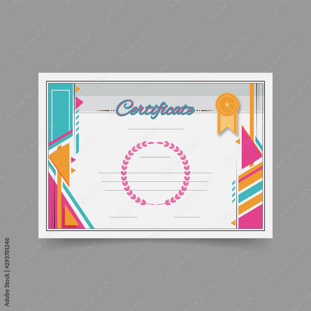 Poster flat style certificate design with abstract elements and space for your text.