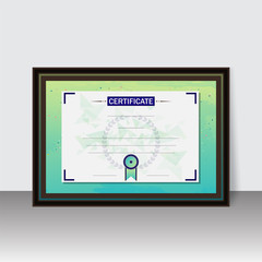 Certificate or diploma template design in frame.