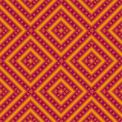 Vector ethnic rhombs texture . Carpet or wallpaper pattern. Red and yellow colors