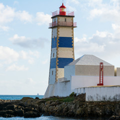 The Santa Maria lighthouse in Cascais, coastal resort and fishing town in Portugal.