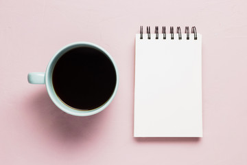 Notepad mock up with coffee cup