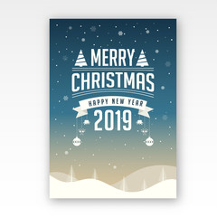 Happy New Year and Merry Christmas celebration greeting card design.