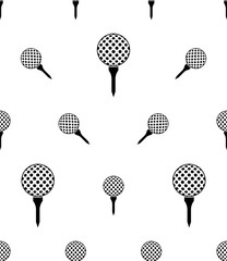 Golf Ball On Tee Icon Seamless Pattern