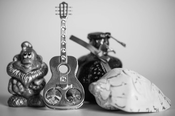 Different souvenirs on a white background
