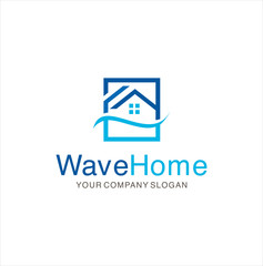 Wave House Logo Home Icon Vector Real Estate Design 