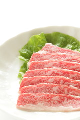 Freshness Japanese marble beef Wagyu on dish for freshness ingredient