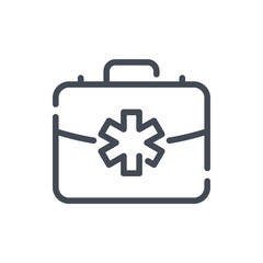 First aid kit line icon. Medical equipment case vector outline sign.