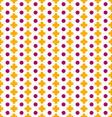 Vector white seamless pattern with pluses and circles. White web background