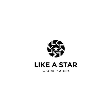 circle propeller logo with letter l and star design concept