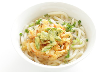 green asparagus Tempura and Udon noodles