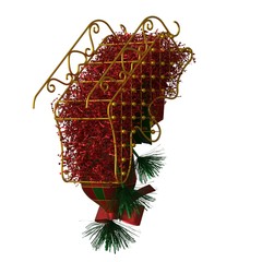 Christmas sleigh decoration, isolate on a white background. 3D rendering of excellent quality in high resolution