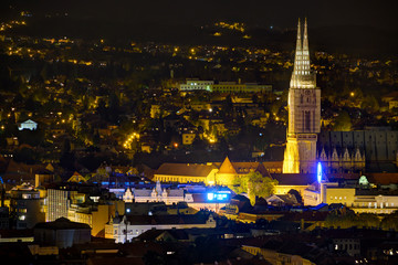Zagreb center at night