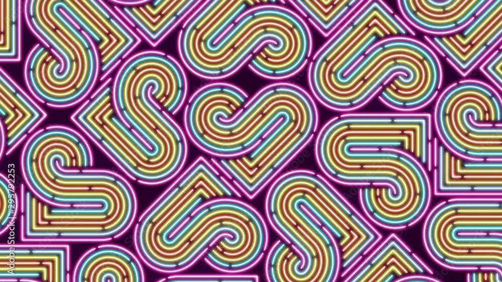 Poster heart neon dash line lighting moving pattern colorful, technology network digital data transfer, val