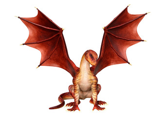 3D Rendering Fairy Tale Dragon on White